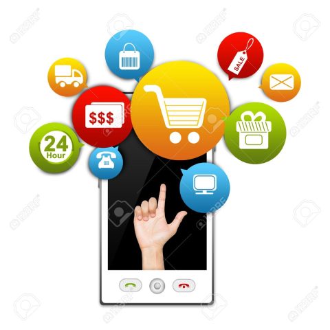 17608933-mobile-phone-internet-and-online-shopping-concept-present-by-white-smart-phone-with-hand-and-colorfu