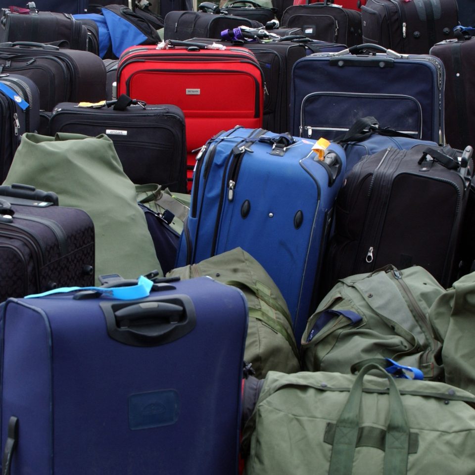 Packed luggage in an airport
