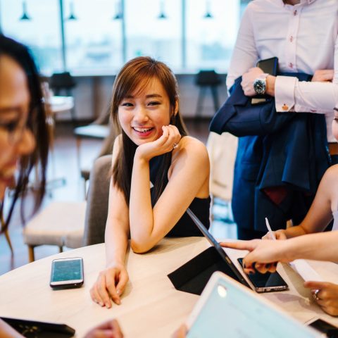 Asian student group collaboration