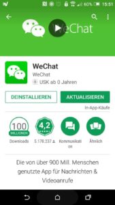 Appstore page with WeChat